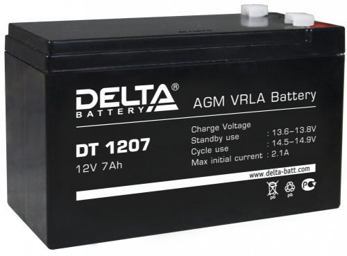 Батарея аккумуляторная 12V/7Ah Delta DT 1207 <151x94x65мм/2.3kg>