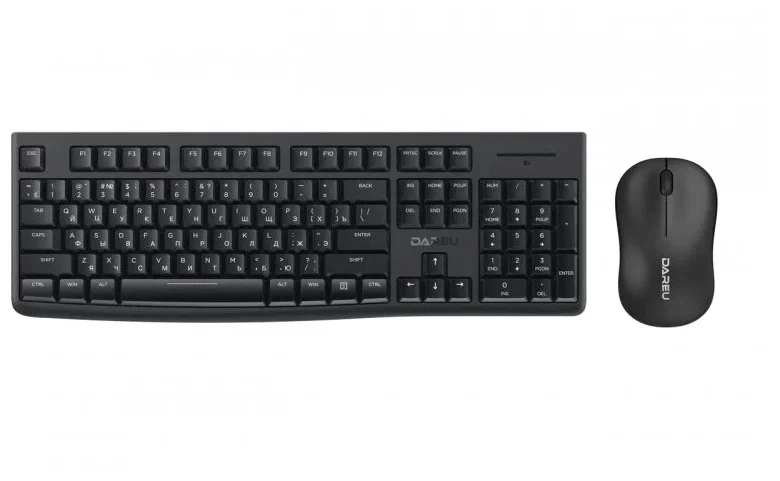 Клавиатура+мышь Dareu MK188G <беспроводная/полноразмерная/104клав./мышь 3кнопки/1200dpi/2*AA/черный>